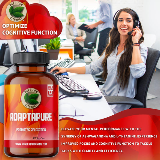 Suplemento Adaptapure para energía con ashwagandha y rhodiola.
