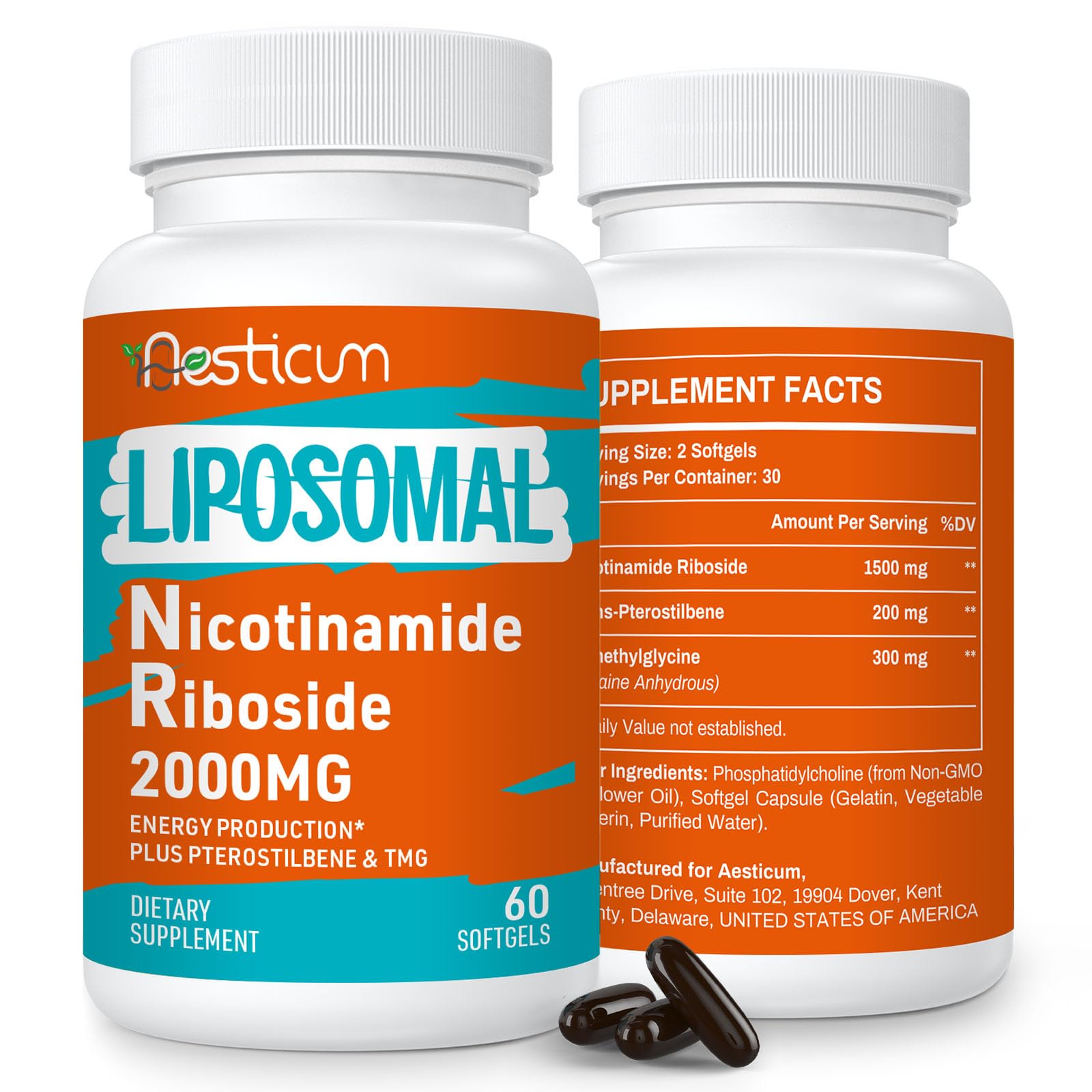 Suplemento Aesticum nicotinamida ribósido 2000mg