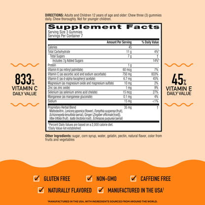 Suplemento Airborne gomitas sabor cítrico y frutas