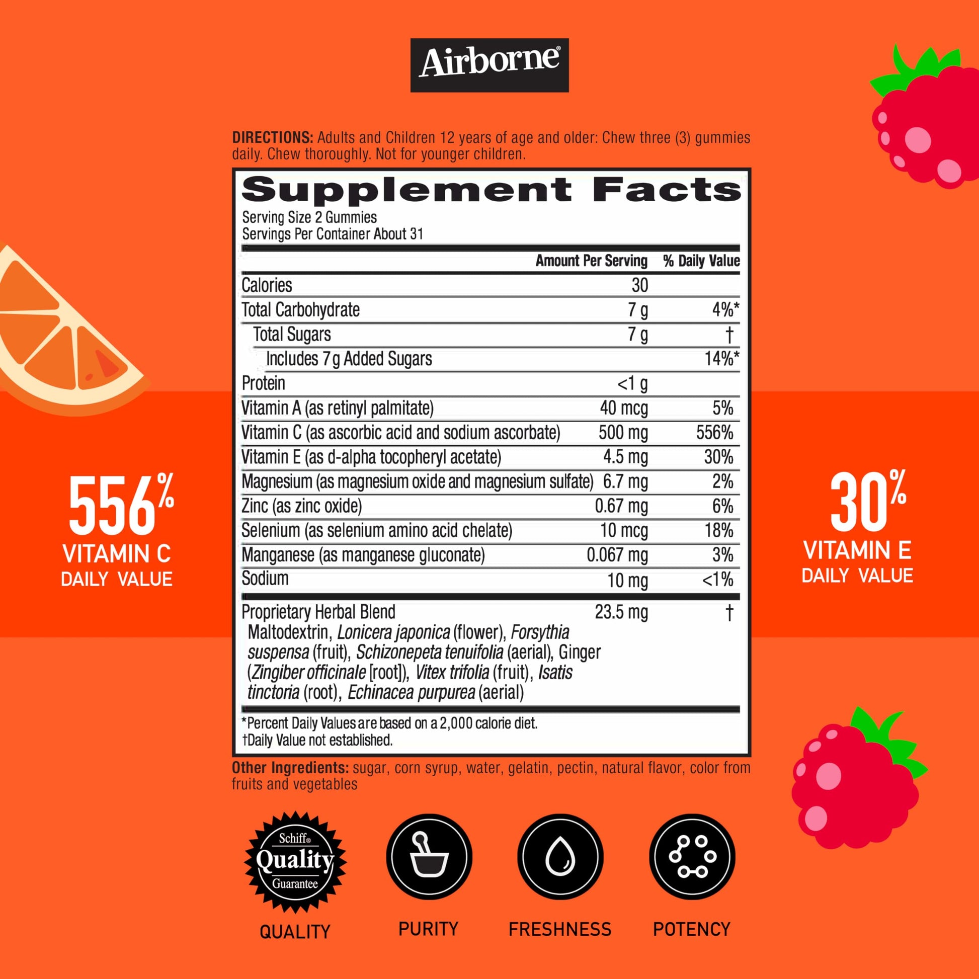 Suplemento Airborne kids vitamina c y minerales para niños