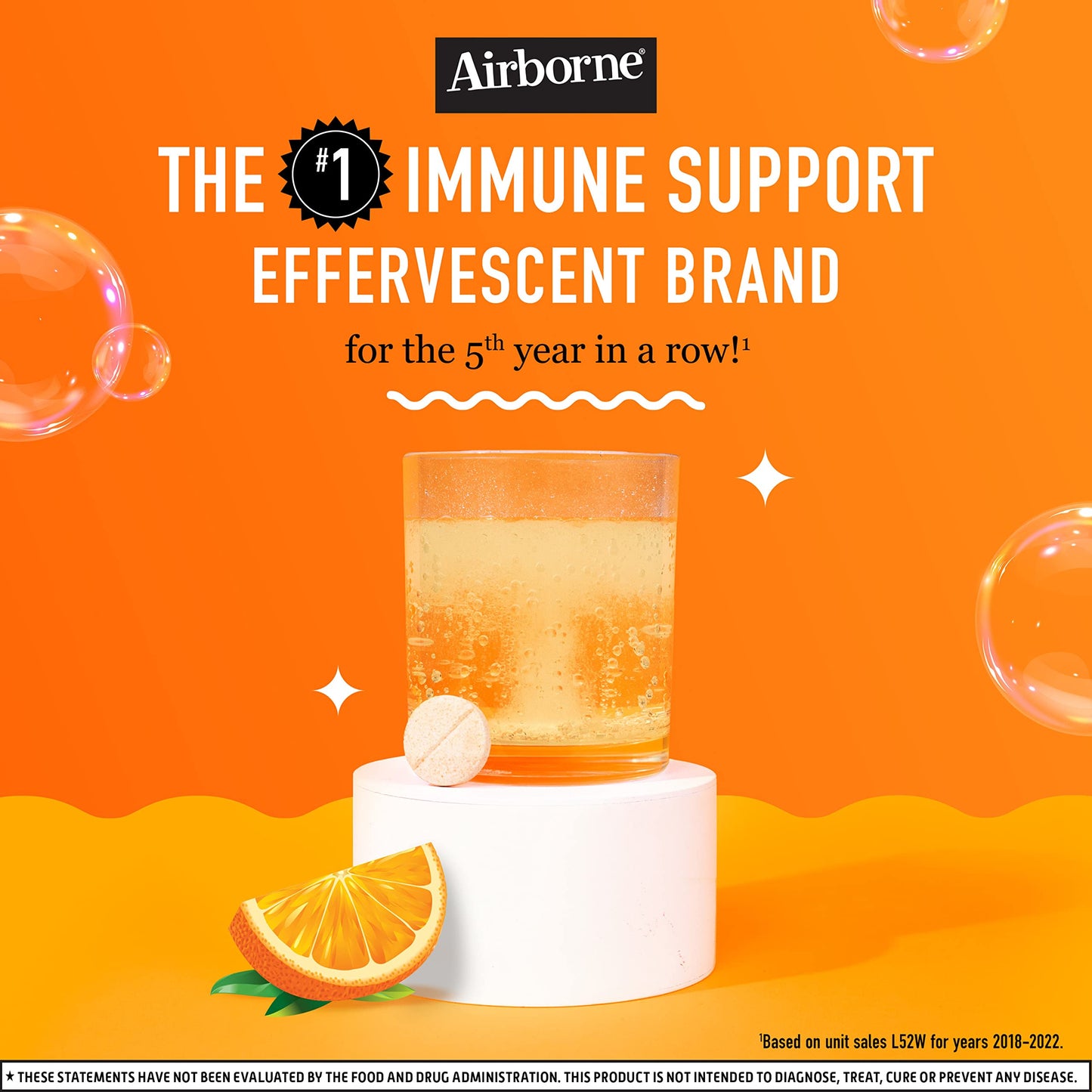 Suplemento Airborne vitamina c zinc antioxidantes naranja