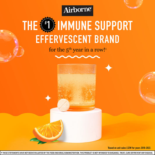 Suplemento Airborne vitamina c zinc antioxidantes naranja
