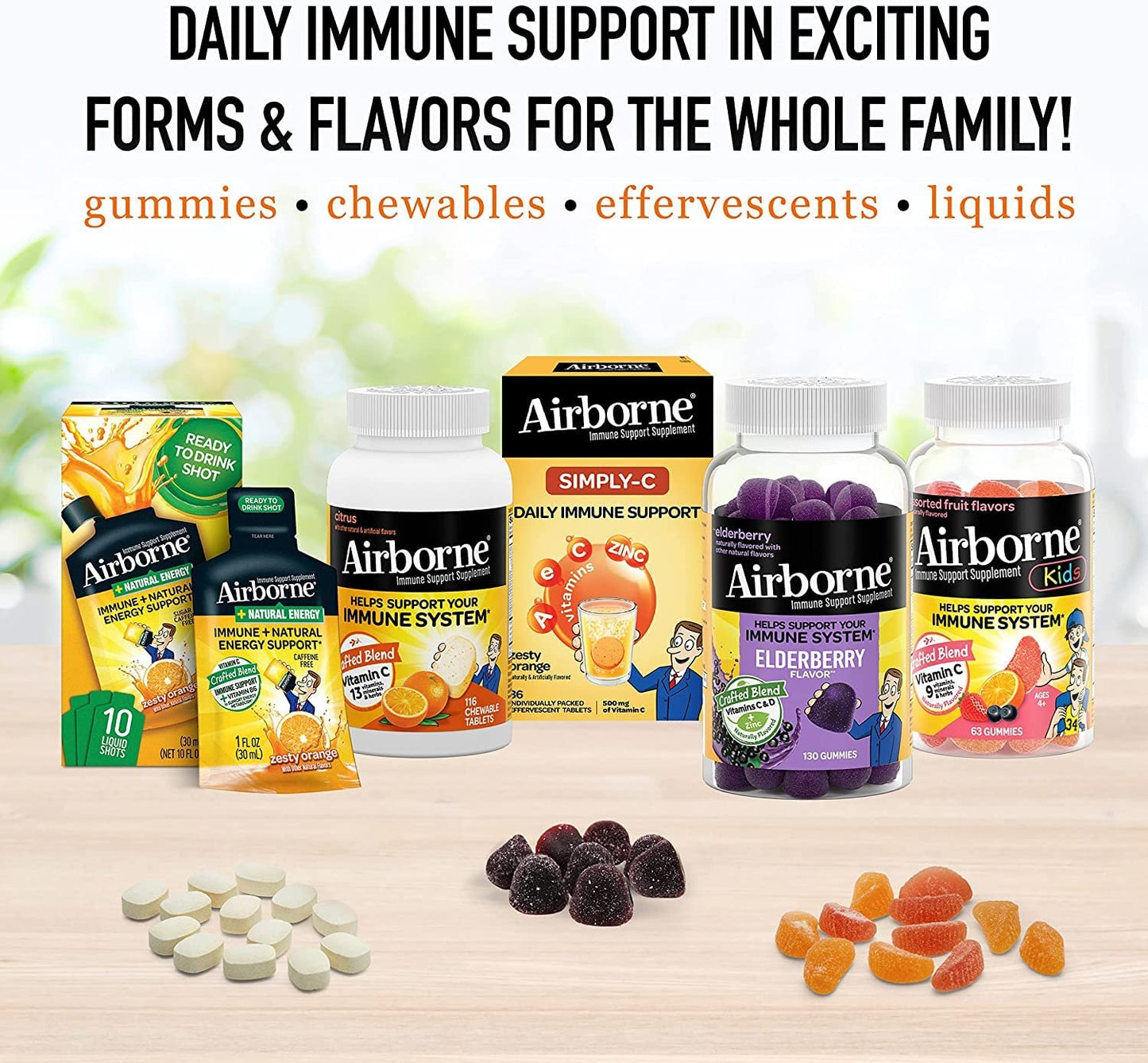 Suplemento Airborne vitamina C y zinc soporte saludable