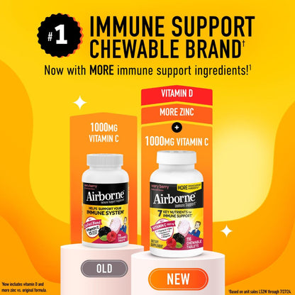 Suplemento Airborne vitaminas y minerales antioxidantes masticables