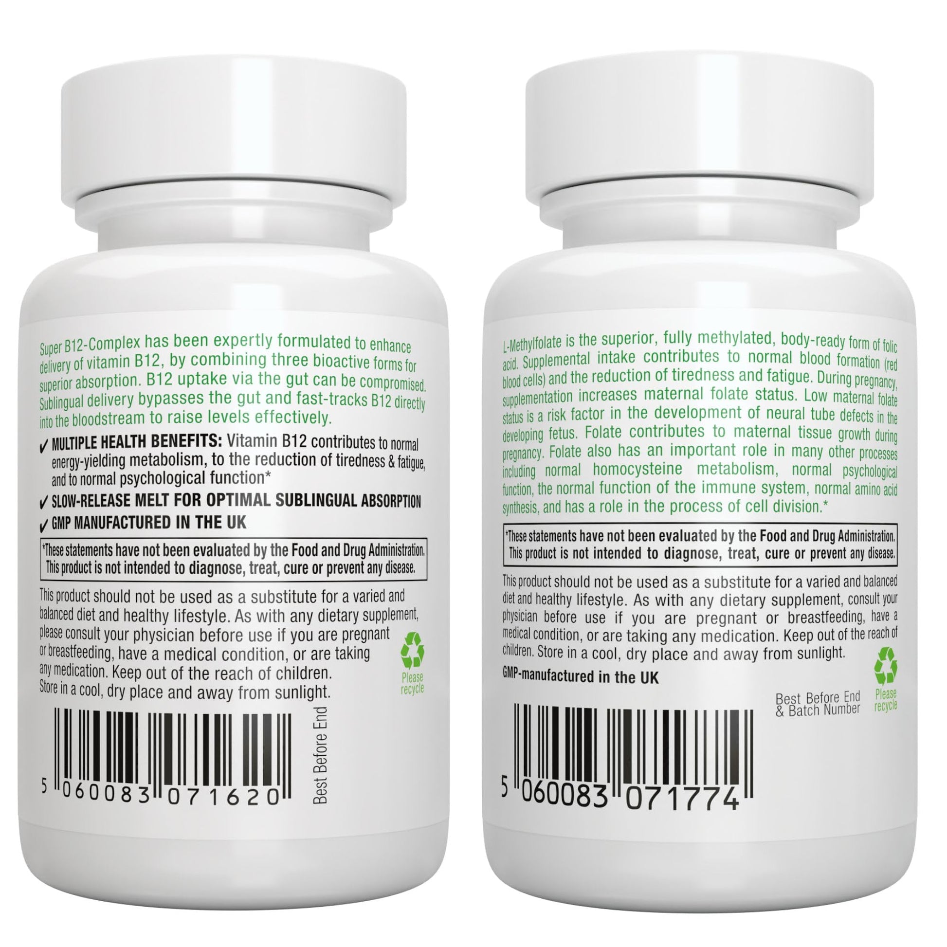 Suplemento de alta absorción B12 complejo y folato Igennus
