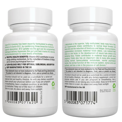 Suplemento de alta absorción B12 complejo y folato Igennus