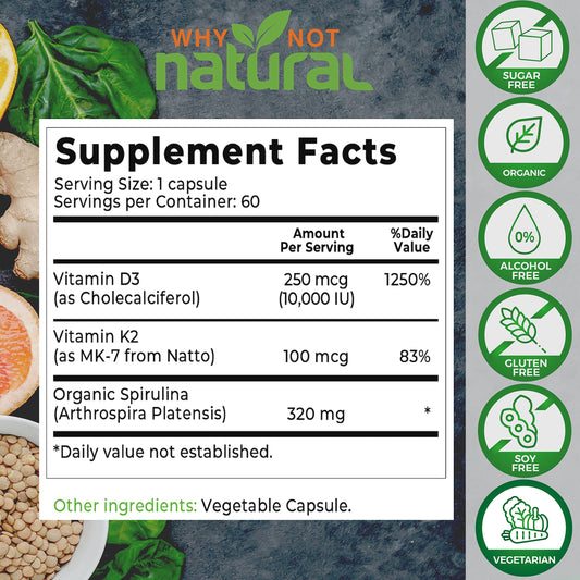 Suplemento alta potencia d3 k2 why not natural capsulas vegetales