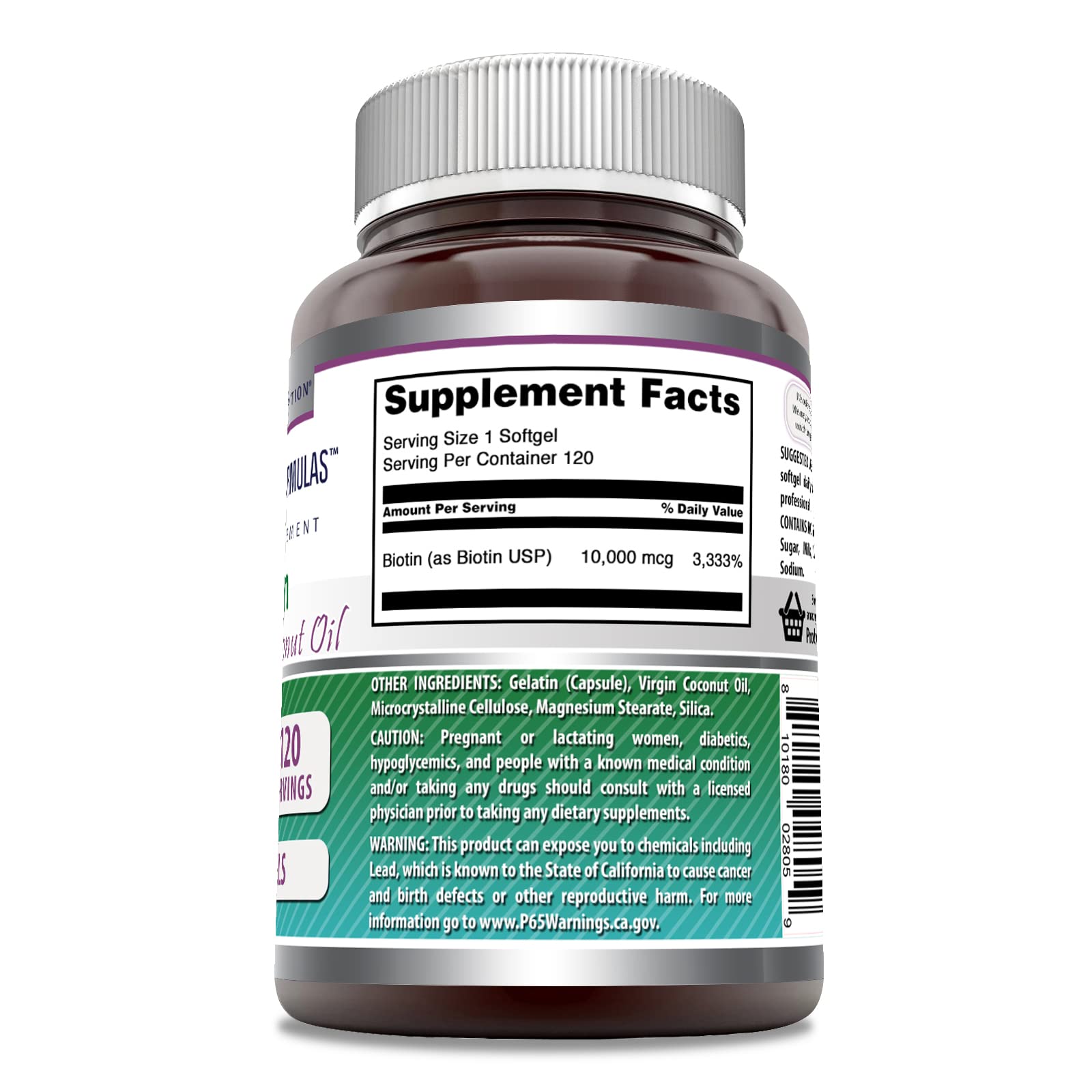 Suplemento Amazing Formulas Biotina softgels 120 unidades
