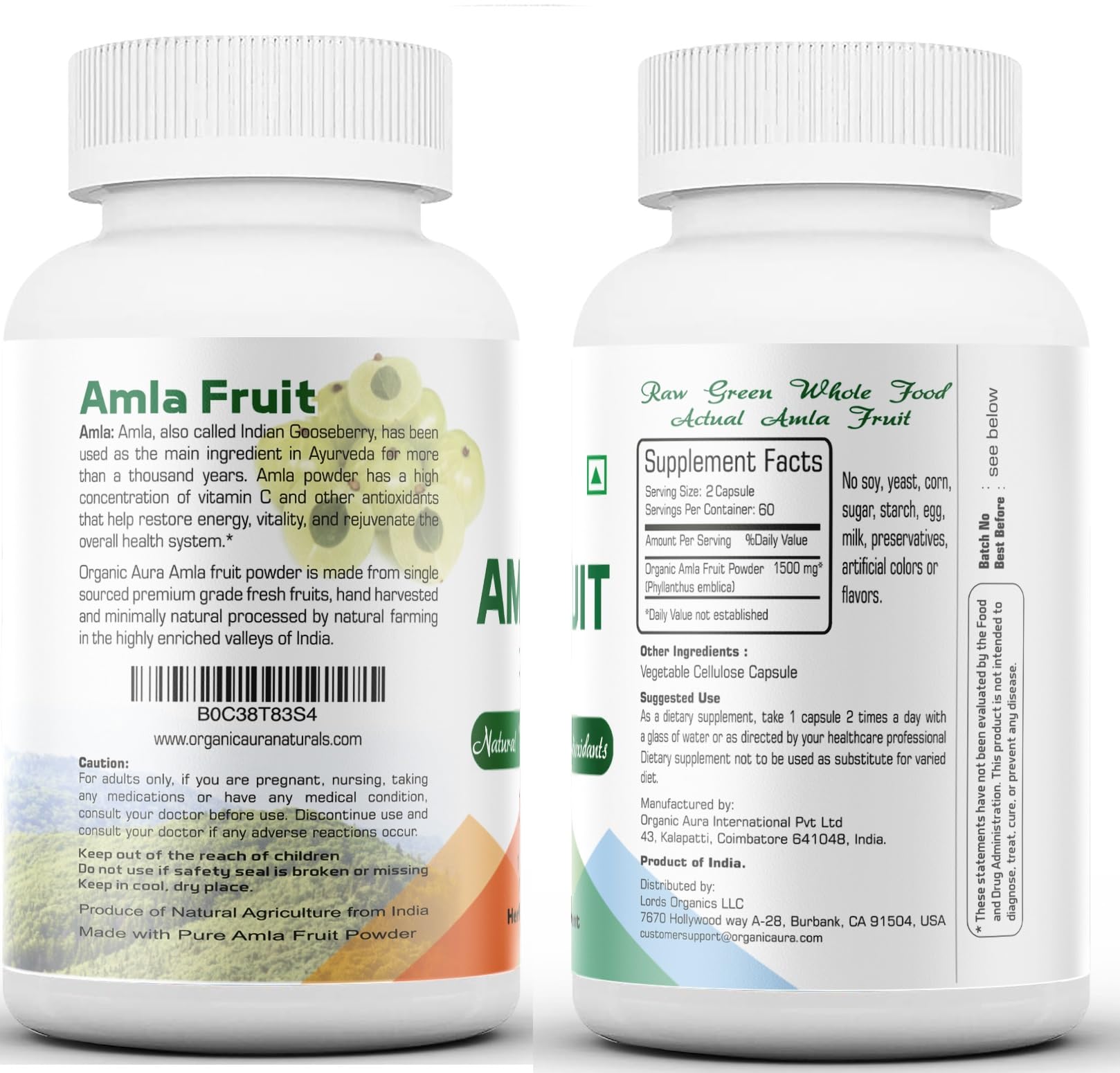 Suplemento amla natural vitamina c antioxidantes 120 cápsulas