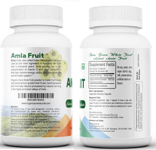 Suplemento amla natural vitamina c antioxidantes 120 cápsulas