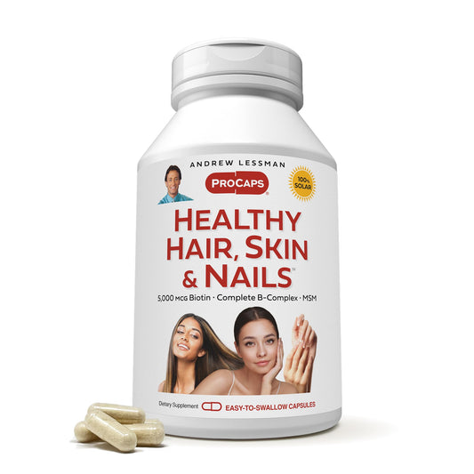 Suplemento Andrew Lessman cabello piel uñas biotina 5000 mcg envase 120 cápsulas