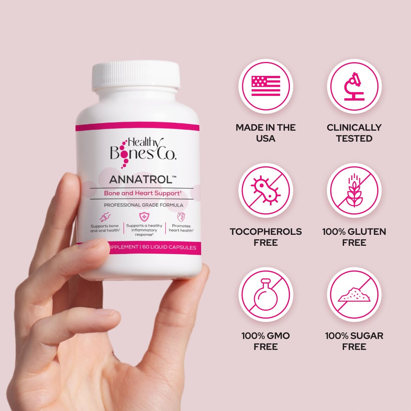 Suplemento Annatrol para huesos y corazón vista frontal