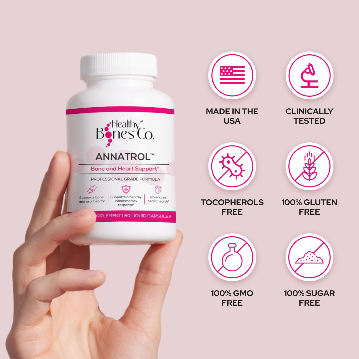Suplemento Annatrol para huesos y corazón vista frontal