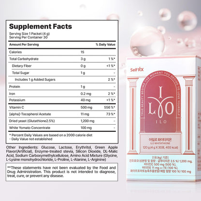 Suplemento antioxidante ILO Whitathione polvo para belleza interior