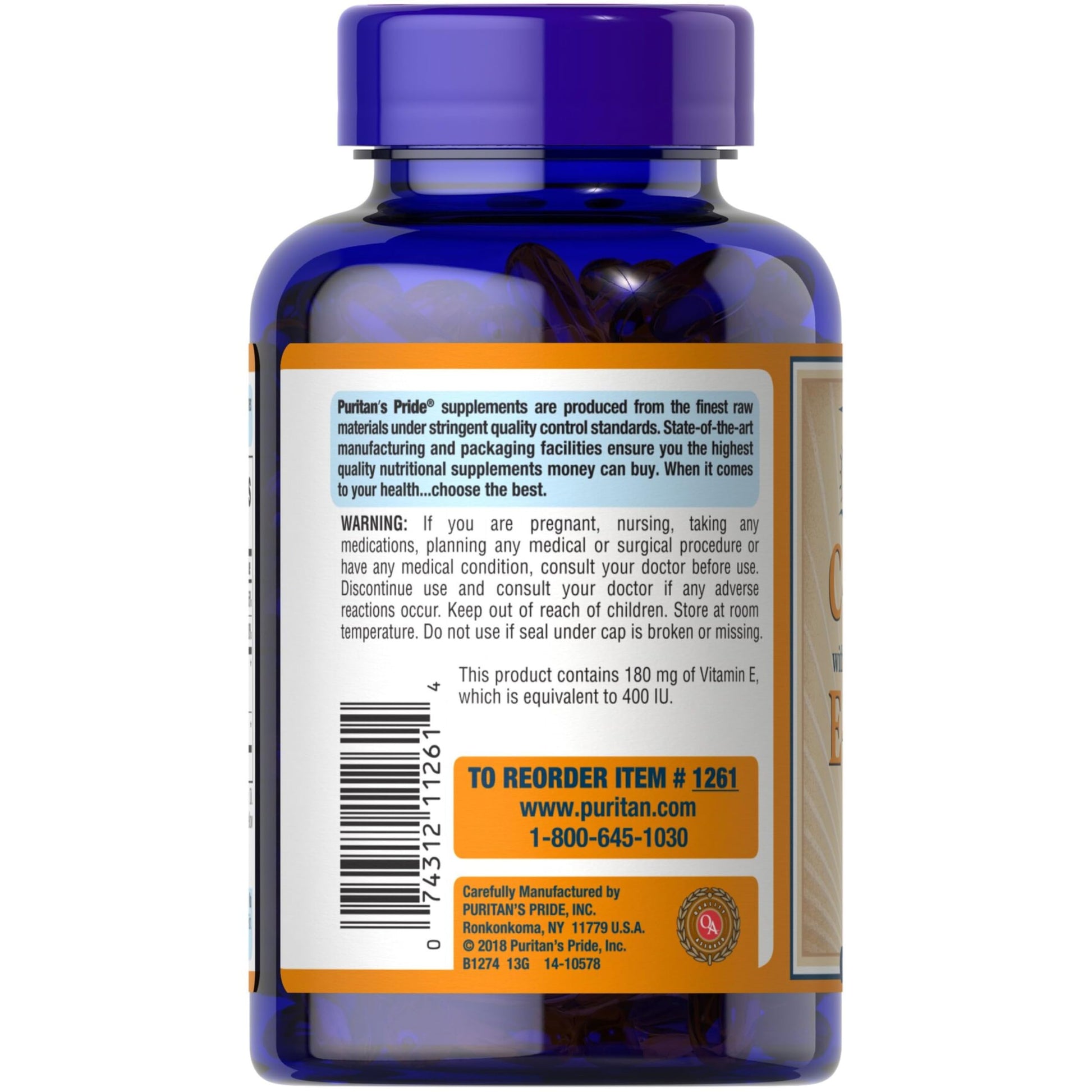 Suplemento antioxidante Puritan's Pride vitamina C y E