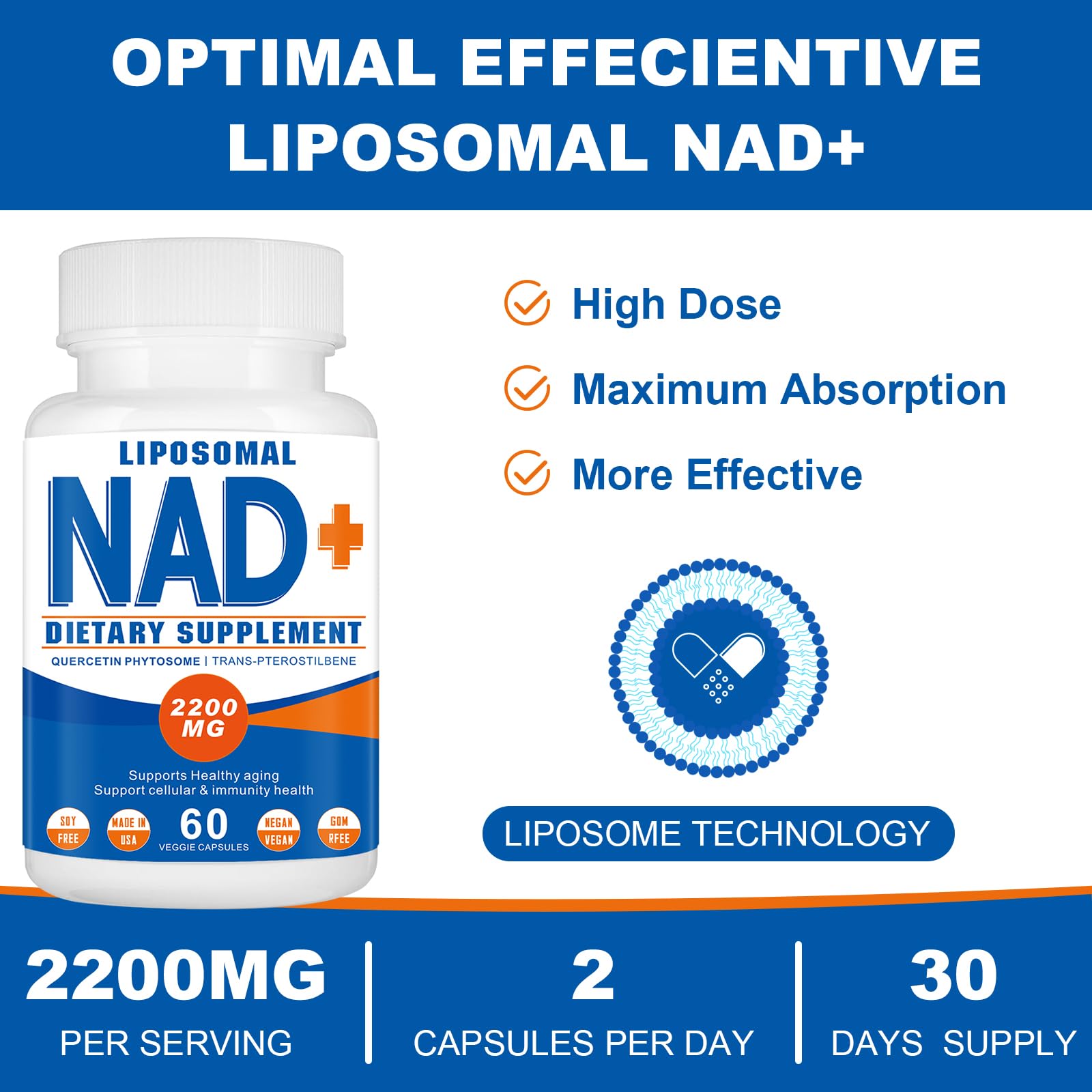 Suplemento antioxidante resveratrol nad+ para envejecimiento saludable