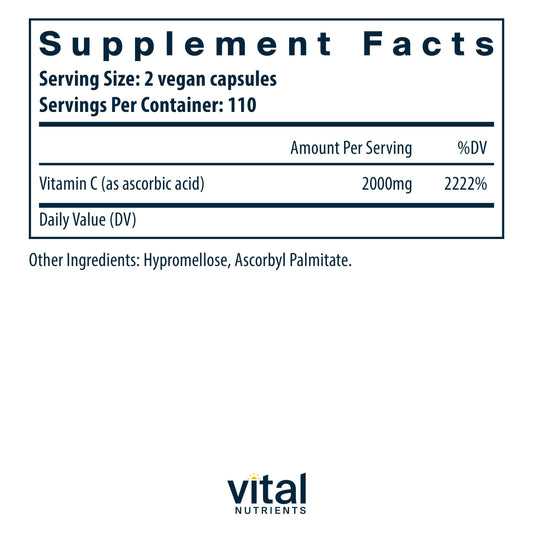 Suplemento antioxidante Vital Nutrients vitamina c 1000 mg 220 cápsulas veganas