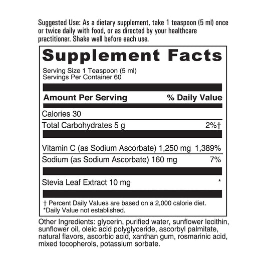 Suplemento antioxidante vitamina c líquida liposomal 1250mg