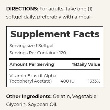 Suplemento antioxidante vitamina E Nature's Bounty