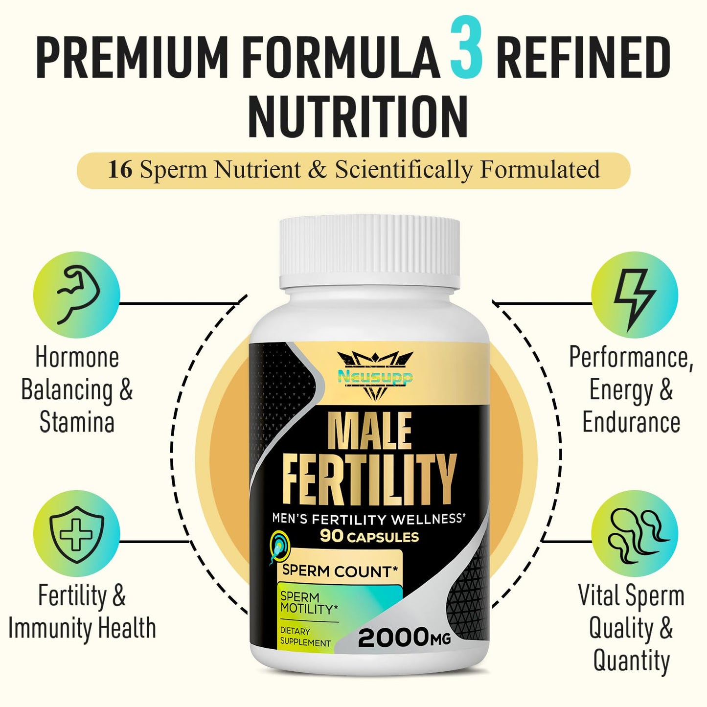 Suplemento con antioxidantes y raíz de maca Neusupp para fertilidad masculina