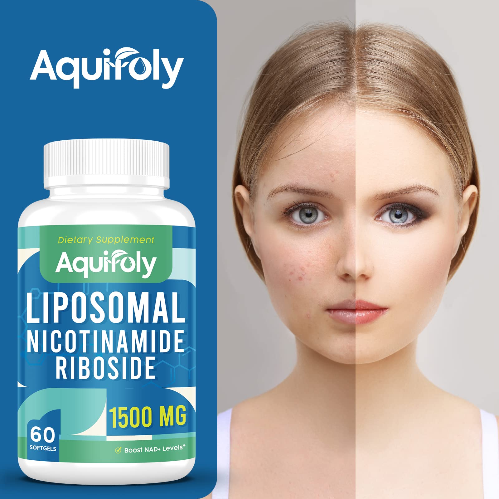 Suplemento Aquifoly caja frontal y botella 60 cápsulas