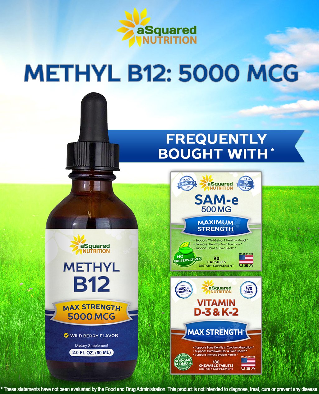 Suplemento B12 vegano aSquared Nutrition para energía