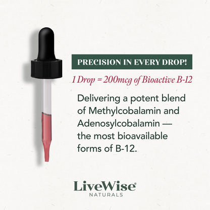 Suplemento b12 vegano sin gluten sin lácteos LiveWise Naturals