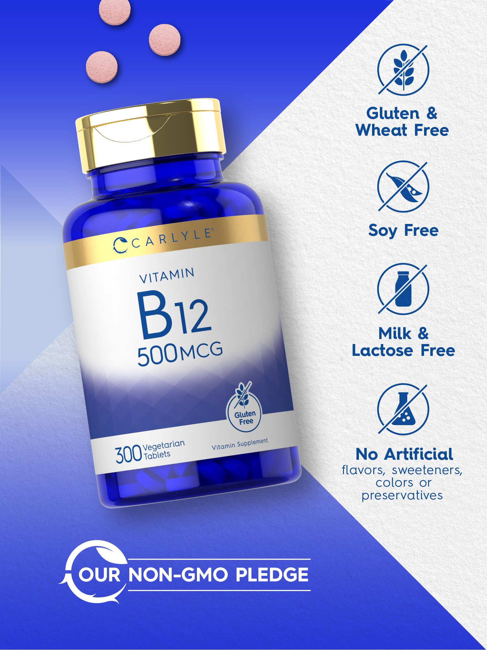 Suplemento B12 vegetariano Carlyle 500 mcg