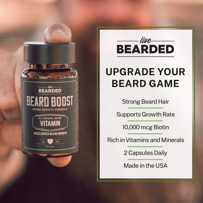 Suplemento para barba fuerte y gruesa Live Bearded