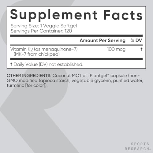 Suplemento Sports Research con barrera UV para protección de vitamina K2