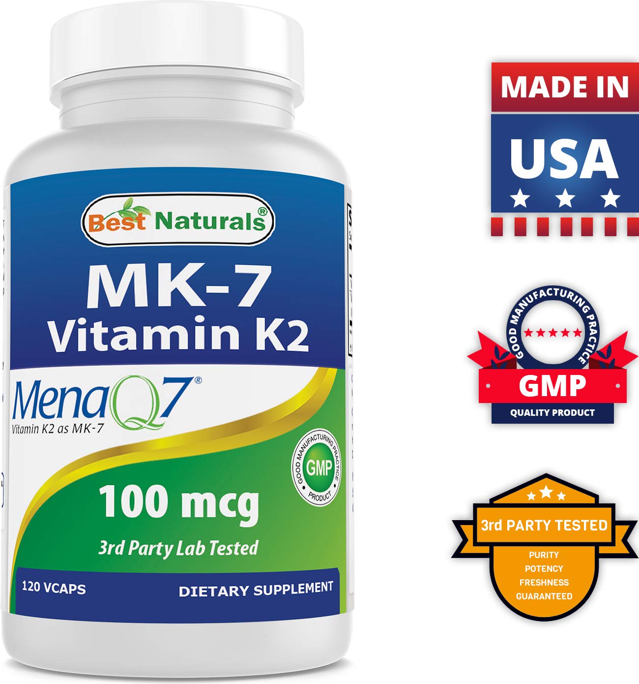 Suplemento Best Naturals Boro 5 mg vitamina K2 MK-7 cápsulas packaging