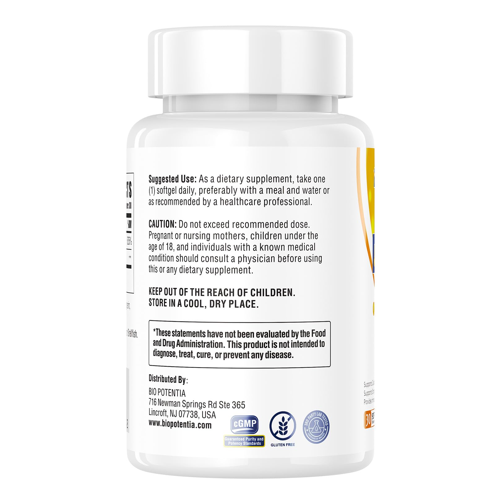 Suplemento BIO POTENTIA vitamina D3 K2 botella y cápsulas