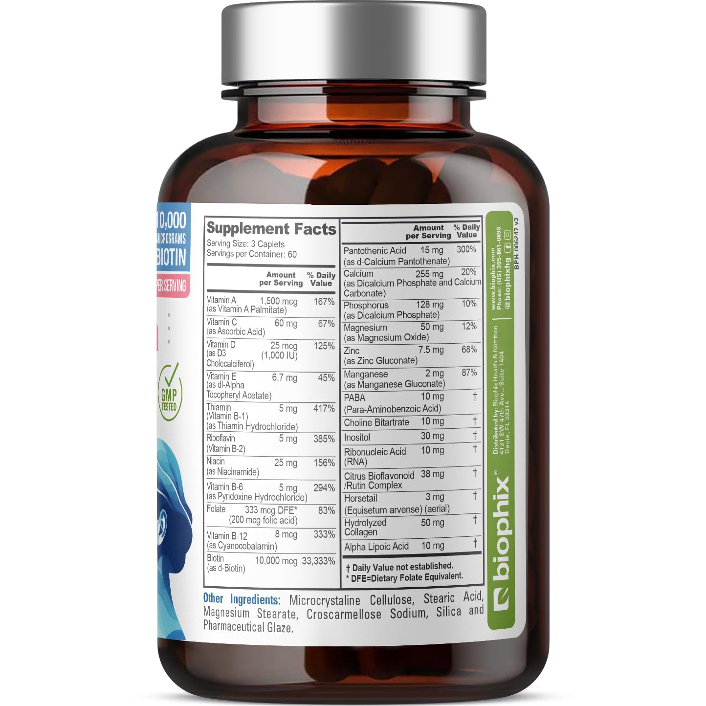 Suplemento biophix cabello piel uñas premium formulado en EE.UU.