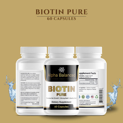 Suplemento vegano de biotina Alpha Balanced frasco blanco