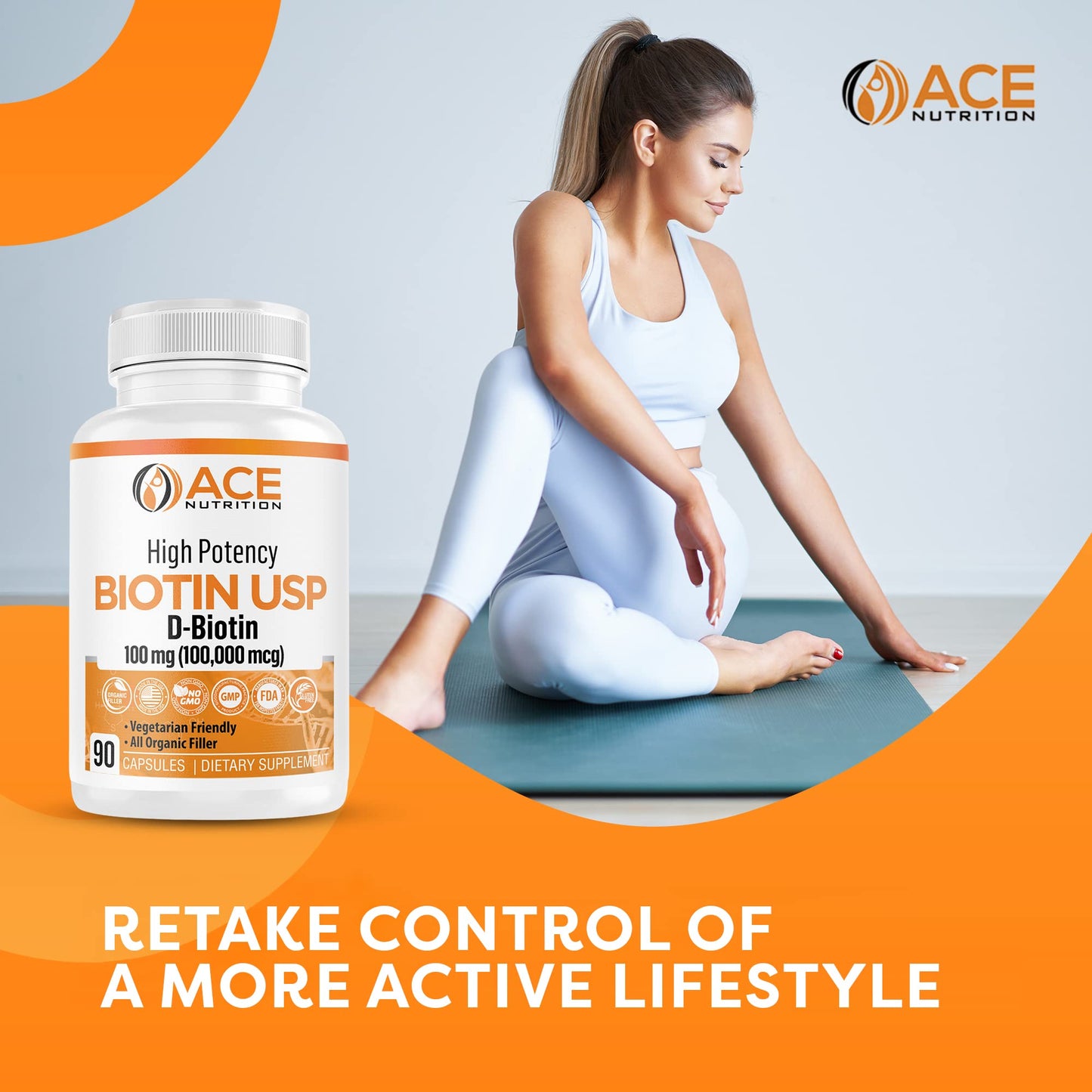 Suplemento Biotina 100000mcg Ace Nutrition 30 cápsulas