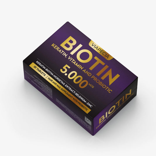 Suplemento biotina 5000mcg para cabello piel uñas 30 cápsulas