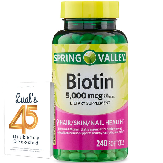 Botella suplemento biotina 5000mcg para cabello piel uñas Spring Valley