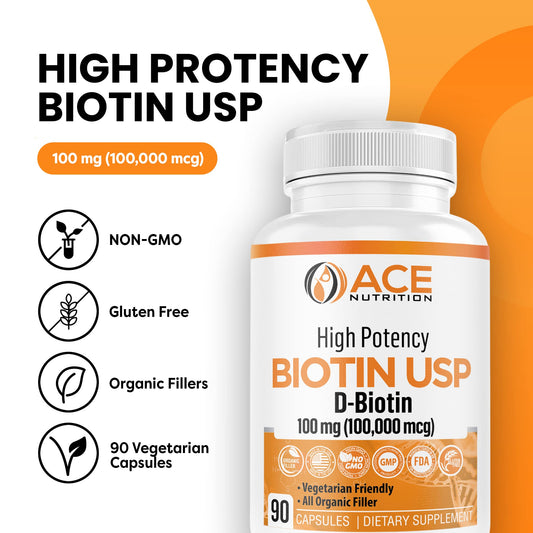 Suplemento biotina alta dosis 100mg energía metabolismo celular