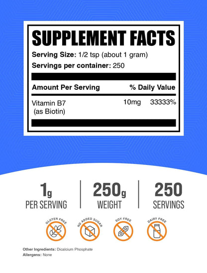 Suplemento Biotina BulkSupplements caja frontal