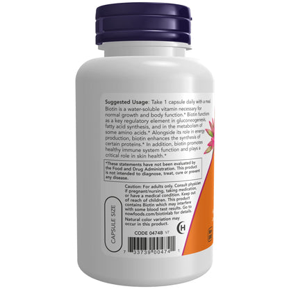 suplemento biotina cápsulas 5000 mcg NOW Foods cuidado cabello
