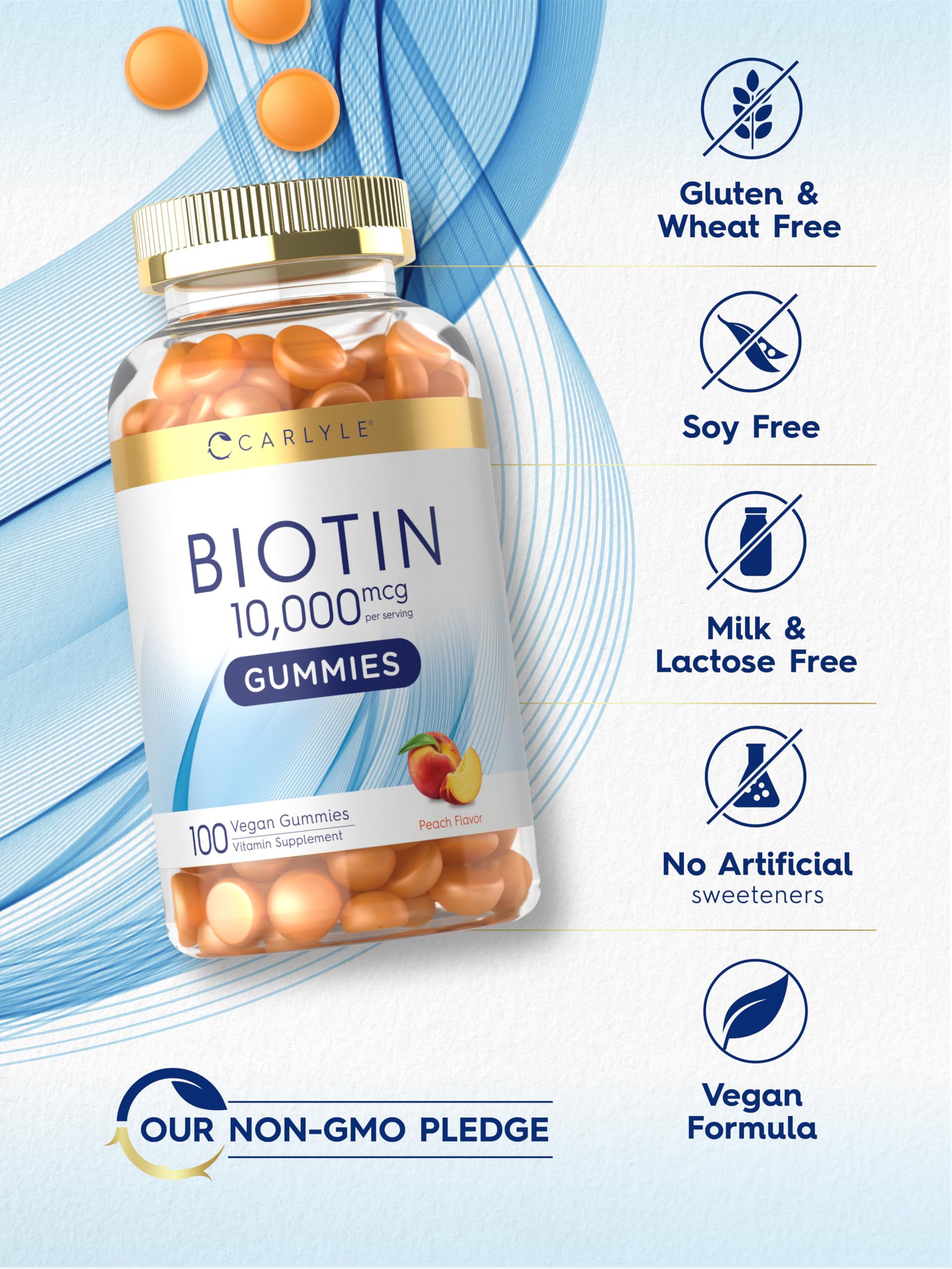 Suplemento biotina carlyle gomitas no contien gluten ni OGM