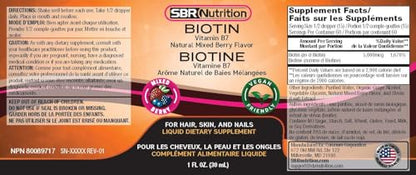 Suplemento biotina líquido para cabello fuerte y uñas sanas