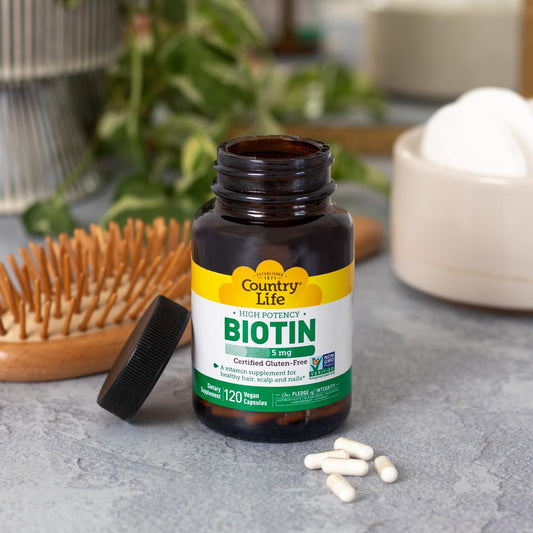 Suplemento biotina para piel cabello y energía Country Life
