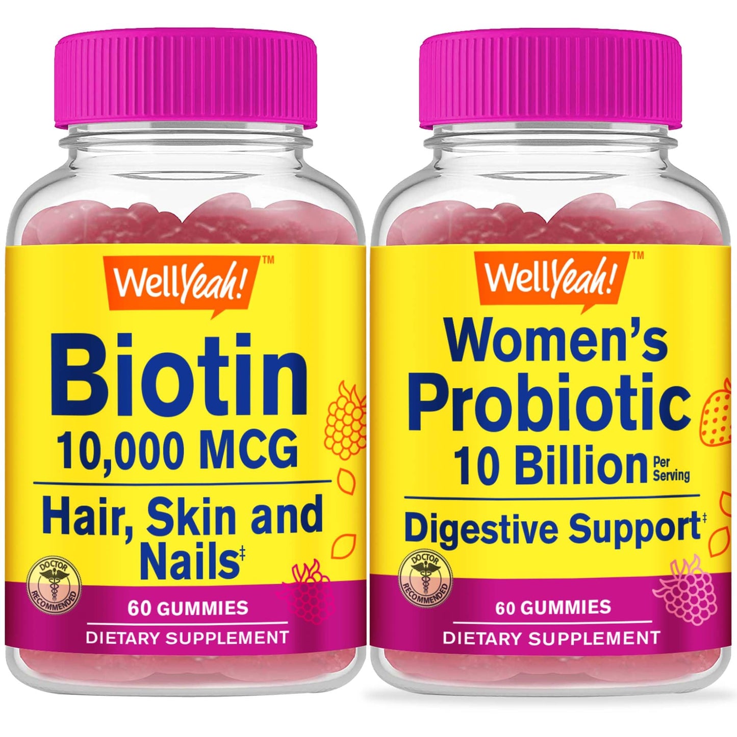 Suplemento de biotina y probióticos WellYeah gomitas para mujer