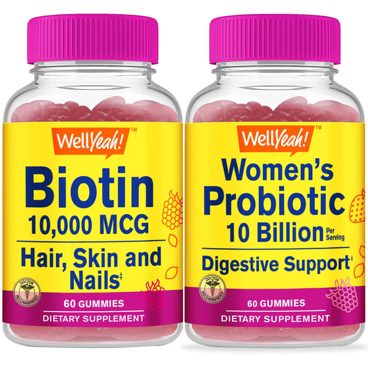 Suplemento de biotina y probióticos WellYeah gomitas para mujer
