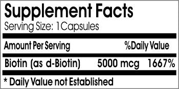 Suplemento biotina puro 5000 mcg cápsulas PureControl 100 unidades