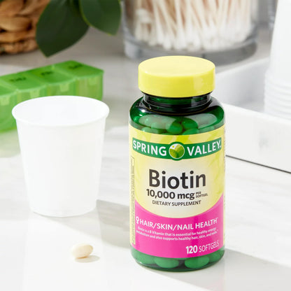 Suplemento biotina spring valley 120 cápsulas para salud estética