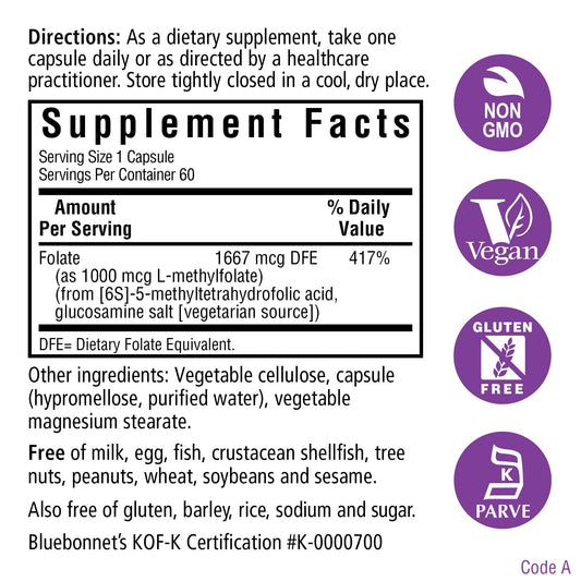 Suplemento BlueBonnet CellularActive para salud prenatal