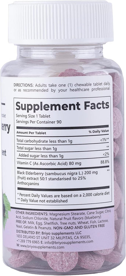 Suplemento Briyo con saúco negro y vitamina C para inmunidad