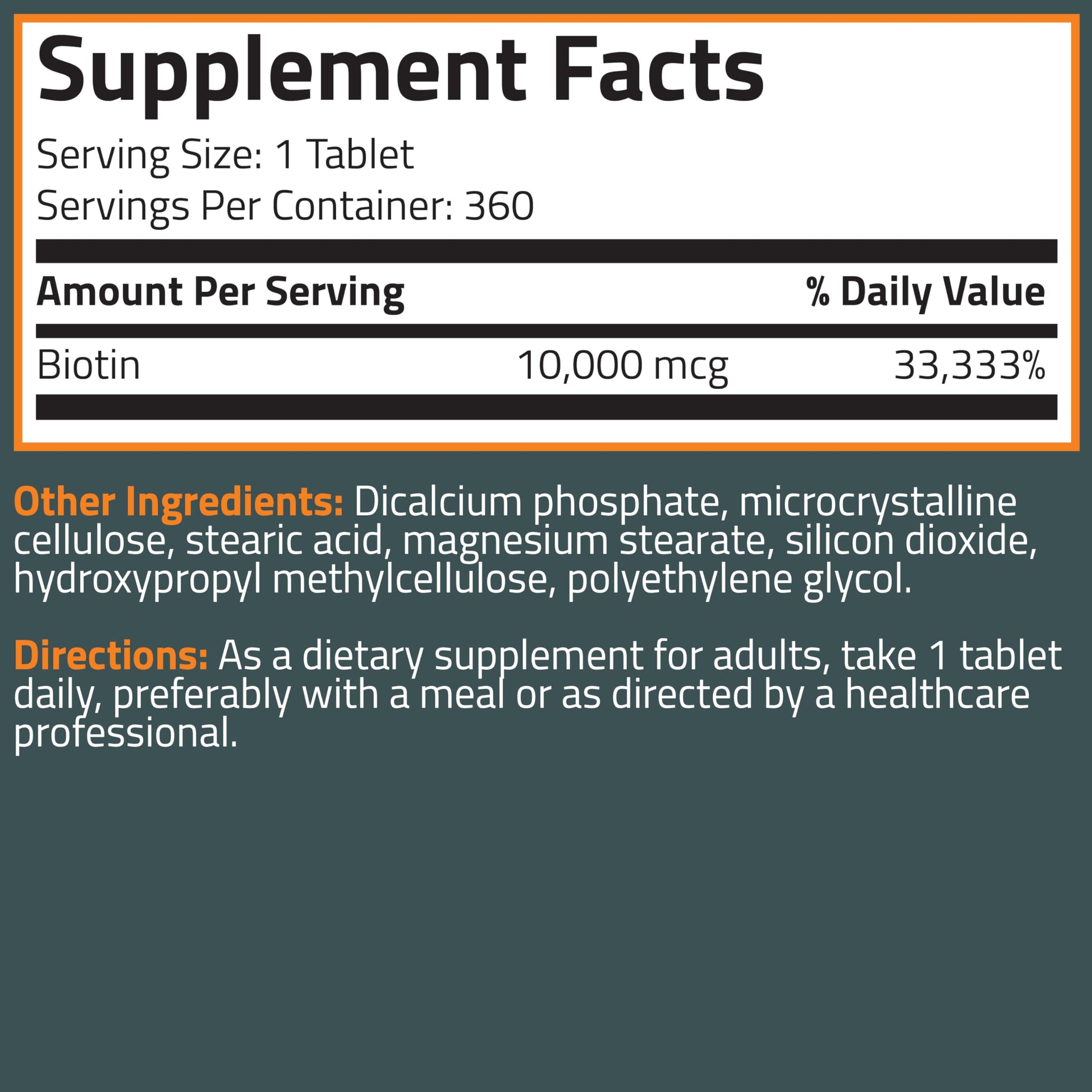 Suplemento Bronson Biotina 360 tabletas para un año